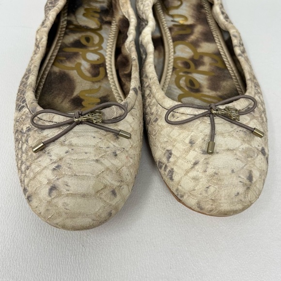 Sam Edelman Felicia Ballet Flat Ballerina Python Snake Skin Leather Bow Sz 8M - Picture 6 of 14